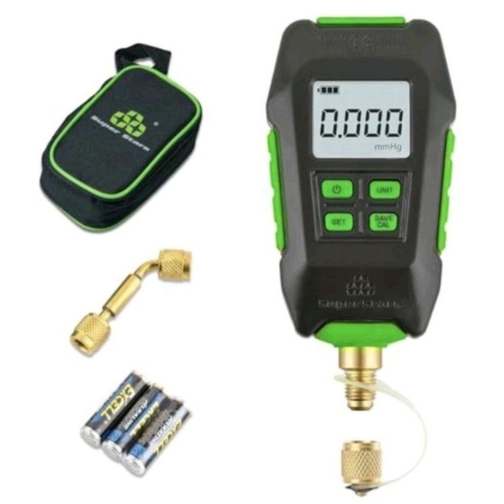 Digital Micron Vacuum Gauge, 1/4 Inch SAE, HVAC Pressure Tester with Alarm, Temp